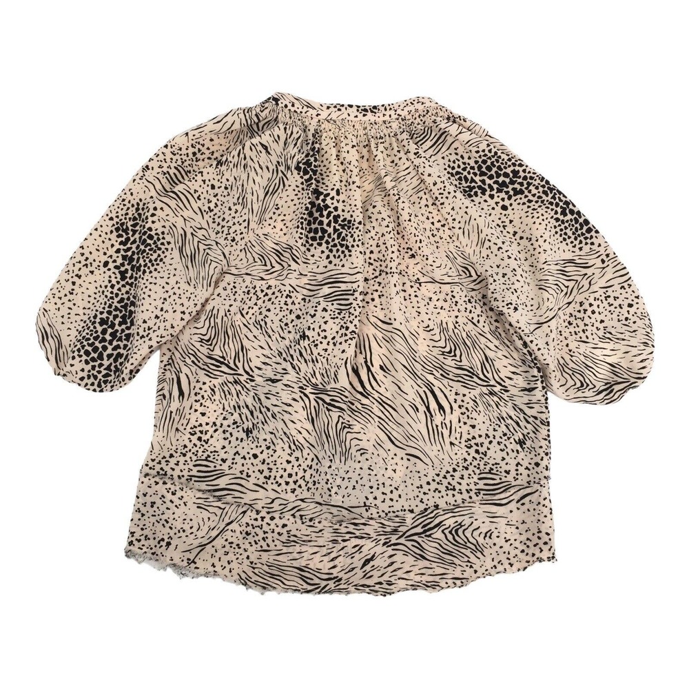 Urban Outfitters Silence and Noise Animal Print Chiffon Blouse Top XS Beige Tan - Picture 2 of 6